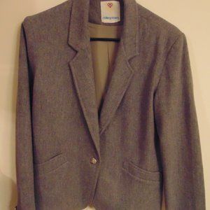 Vintage Woman's Gray Wool Blend Blazer, Gray Color, Size 10